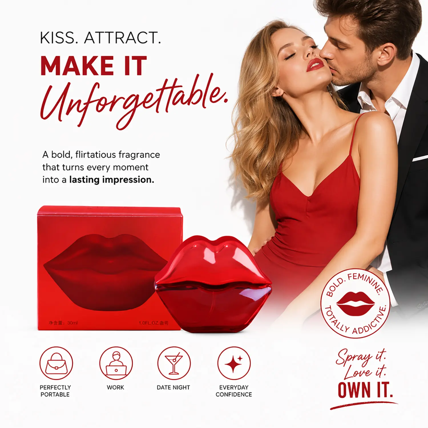 Women's Pheromone Perfume | With Pheromone Formula, Long Lasting, Floral Fruity Woody Scent | Designed for Her - Make Him Addicted & Share a Wild, Wonderful Night | Perfect Easter, Graduation & Wedding Gift Set for Her 30ml/1.0fl.oz