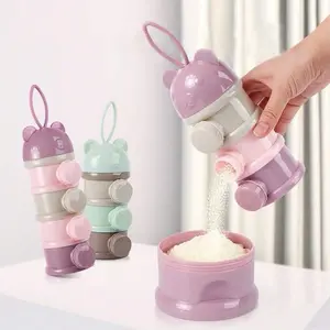 Bear shaped portable milk powder and food storage with separate layers, snack box
