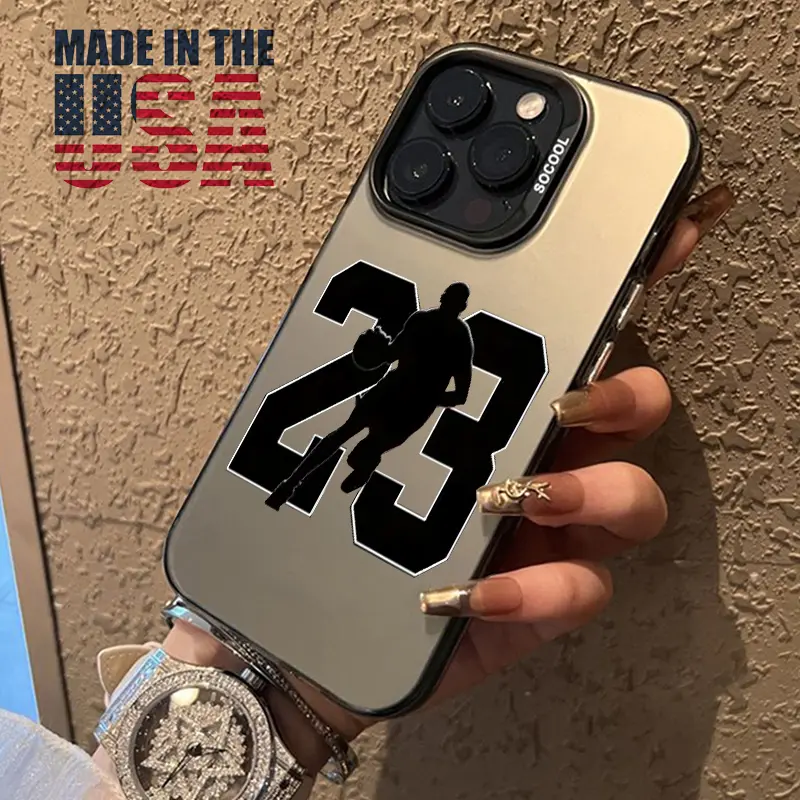 LOSVORF 23-Pattern Basketball Phone Case & Screen Protector, Shockproof Drop-Protective Rugged Silicone-TPU Cover for iPhone 16/15/14 Pro Max/13/12/11/XR/XS Plus, Flush Mount Mobile Phone Accessories, Metal