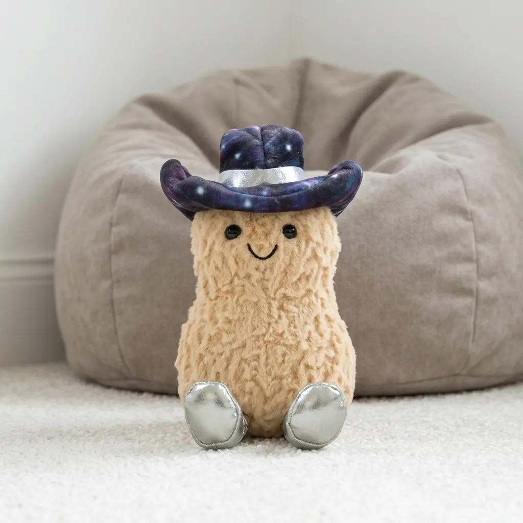JELLYCAT Amuseables Peanut 'Space Rodeo' Plush Toy – Cute Space Cowboy Peanut Plushie with Galaxy Hat, Soft Stuffed Collectible for Home Décor & Gift Giving