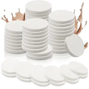 "48-Piece White Makeup Sponge Set: Round Foam Pads for Wet & Dry Use, Perfect for Foundation & Powder"