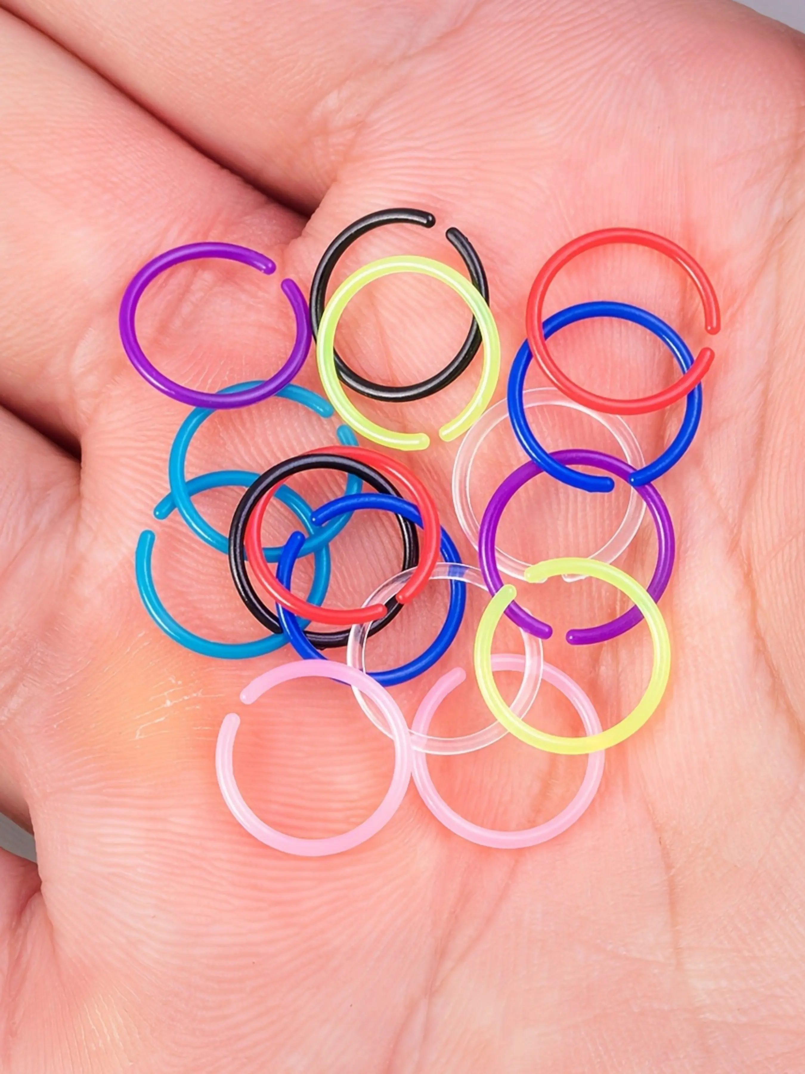 Colorful Hoop Earrings Nose Rings, Earring Sets For Multiple Piercing, 16/32pcs Septum Ring Lip Body Piercings Set, Acrylic Ear Cartilage Tragus Helix Jewelry