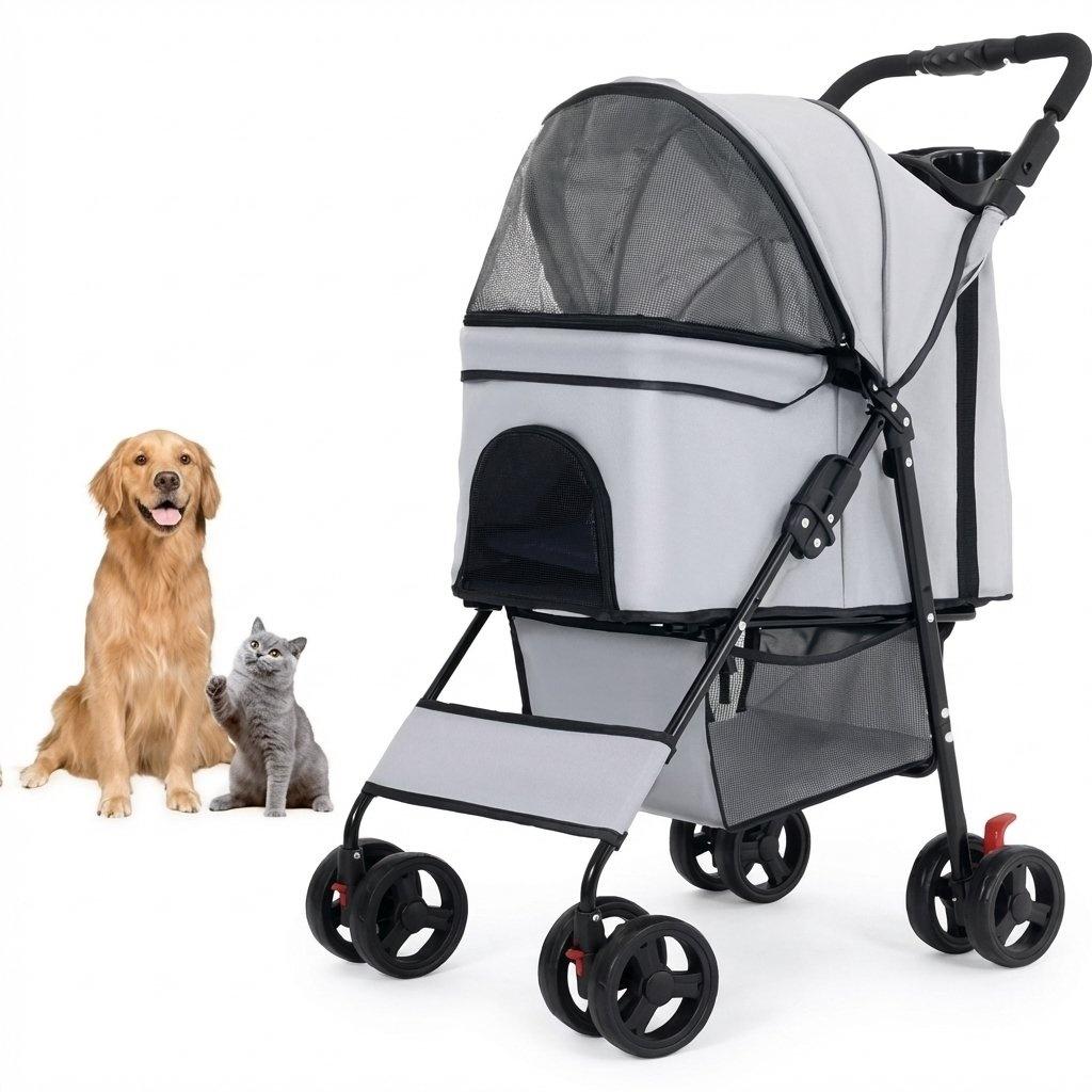 Foldable Pet Stroller for Dogs & Cats | Compact, Breathable & Easy to Carry