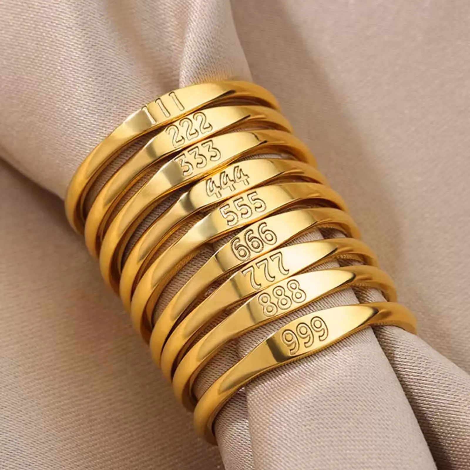 Angel Number Stainless Steel 1~9 Plain Ring Titanium Steel Ring Men and Women Jewelry Gift Couple