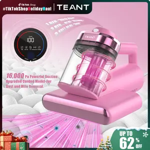 Teant Bed Vacuum Cleaner for Dust Mites Removal,Mattress Vacuum with LED Display & Aroma Tablet & UV-C Light & 149℉ Hot Air, 16Kpa Strong Suction Double-Cup Handhled Vacuum Cleaner With HEPA Filter for Bed,Couch,Sofa,Carpet,Cleaning Machine