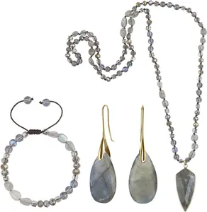 3 count Western  Set for Women Bohemian Western Set -  Pendant Long Necklace, Imperial Jasper Wrap Bracelet &  Dangle Earrings, Boho  Sets for Women