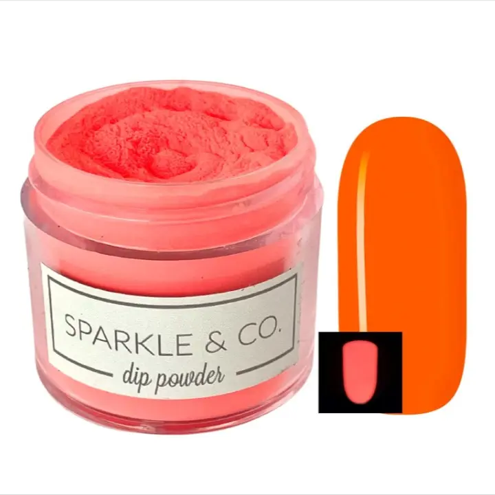 Sparkle & Co dp. 110 Orange Glow Mini Dip Powder For Nails - 1 Jar Lasts 5-7 Manis
