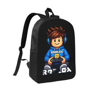 Free Express Roblox Backpack for Boys Gamer School Bag, Cute Cartoon Bookbag for Elementary Students Travel Daypack