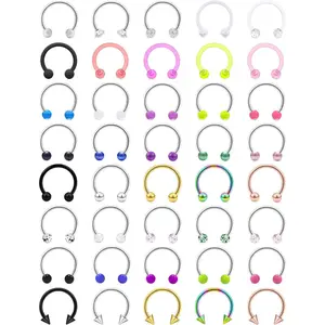 14G 16G 18G Septum Rings Piercing Jewelry 316L Stainless Surgical Steel Horseshoe Septum Nose Rings Snake Bite Lip Ring Daith Rook Earrings Smiley Piercing Jewelry for Women Men 8MM 10MM 12MM