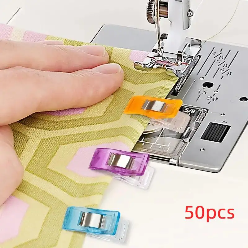 50pcs Random Color Sewing Fastening Plastic Clips, Mini Fixing Clips, Sewing Accessories For Quilting & Craft Projects
