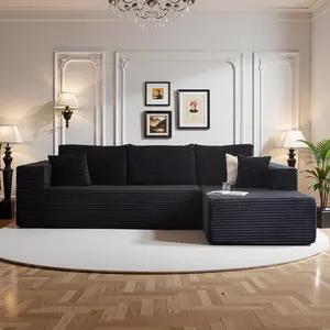 107-inch assembly-free sofa, freely configurable for living room or home theater use, Soft and skin-friendly corduroy fabric, L-Shaped Modern Chenille Sofa Set,No Assembly Required Living Room Sofa affordable sofa living room