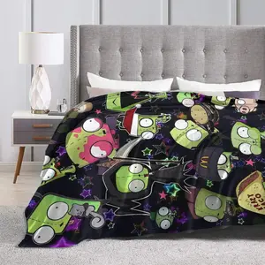 Invaders Zim GIR Character Blanket  Airplane Travel Flannel Throw Blanket For Home Decor Warm Soft Design Quality Bedspread Gift