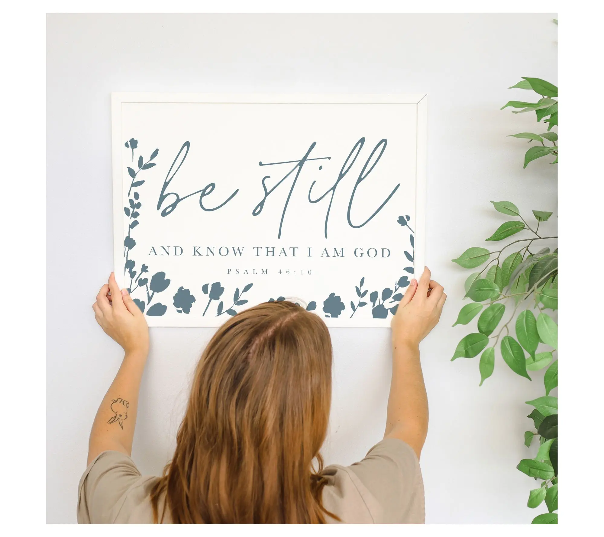Sincere Surroundings 24" Be Still Navy FlowersThin Frame