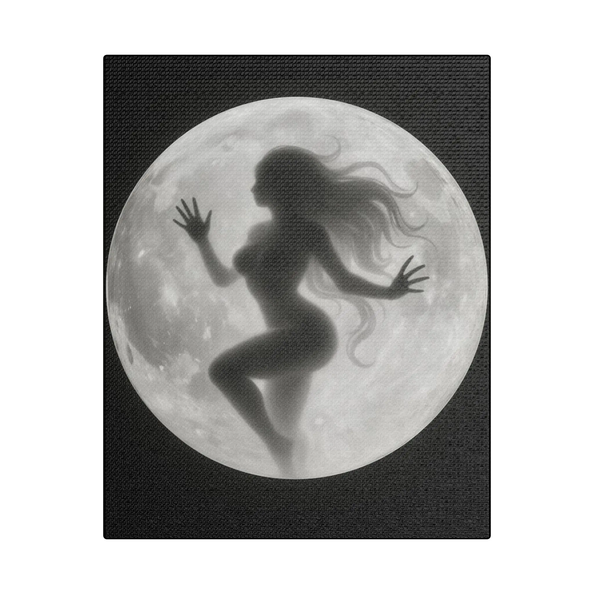 “Trapped in the Moonlight” Silhouette Canvas – Mystical Feminine Wall Art, Night Decor, Celestial Wall Art, Lunar Home Decor, Unique Gift, Bedroom Aesthetic