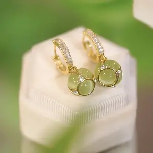 Elegant round ball drop dangle earrings, 925 sterling silver post, hypoallergenic, minimalist luxury, unique design—perfect jewelry gift for women and girls