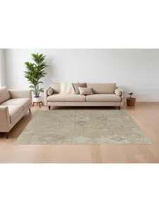 HomeRoots 567179 9 x 13 ft. Wool Floral Hand Knotted Rectangle Area Rug, Tan & Ivory