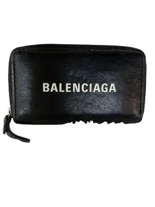 Pre-owned Balenciaga Leather Card Case Zip Around Card Holder Wallet