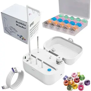 Automatic Bobbin Winder Bobbin Winding Machine with Auto Stop Sensor, Large Spool Thread Holder and Extra 25 count Class 15 Bobbins for Sewing Machine Thread Winding Use