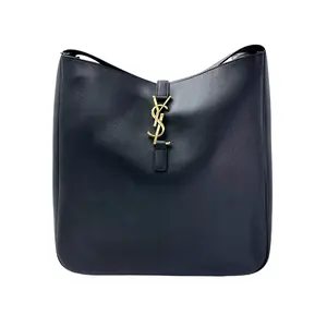 Pre-owned Yves Saint Laurent Calfskin Shoulder Bags YSL Le 5 À 7 Large Hobo Bag Black