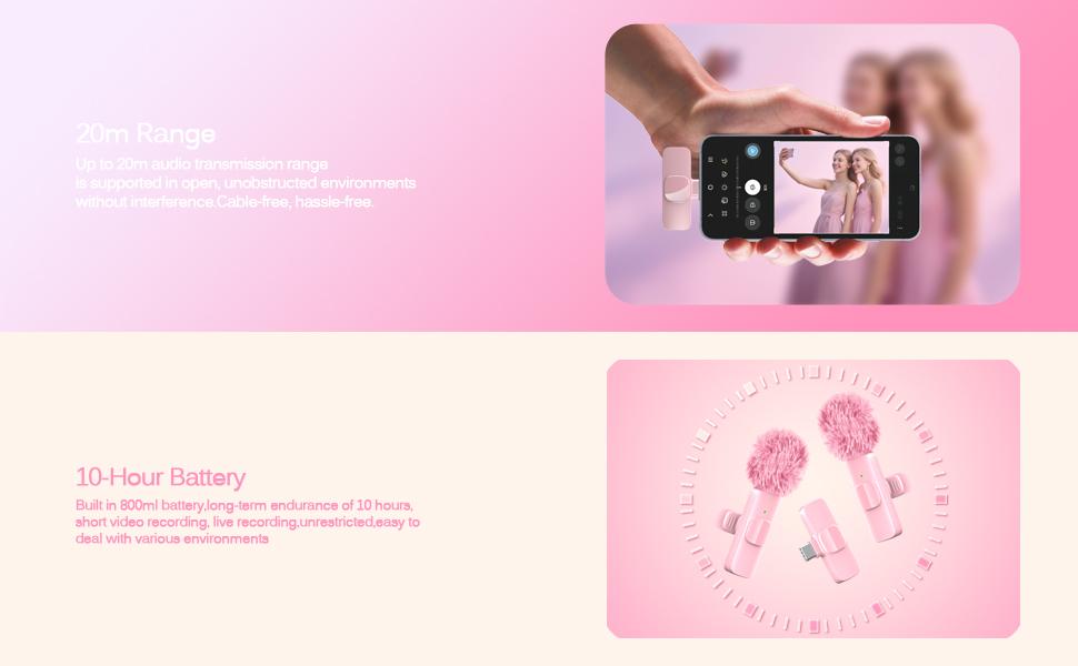 2 pcs Professional Wireless Lavalier Microphone, USB Rechargeable Plug-and-Play Lapel Mic for Video Recording, Teaching, Interviews and Podcasts,for iPhone, Android, iPad - Mini Wireless Clip-on Microphones