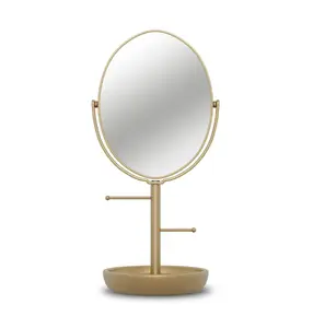 Gold Vanity Mirror with Storage - Elegant Design, Durable Finish, Ideal for Everyday Use