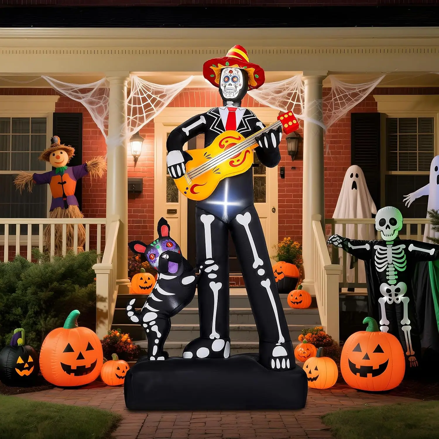 Ubesgoo 7FT Ghost Musician with Dog Halloween Inflatables Outdoor Decoration