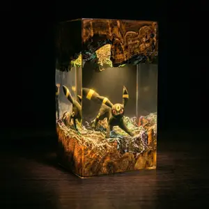 resin art decor, dark creature figure, black cat fantasy decor, 3d resin piece, gaming room decor, collectible gift idea