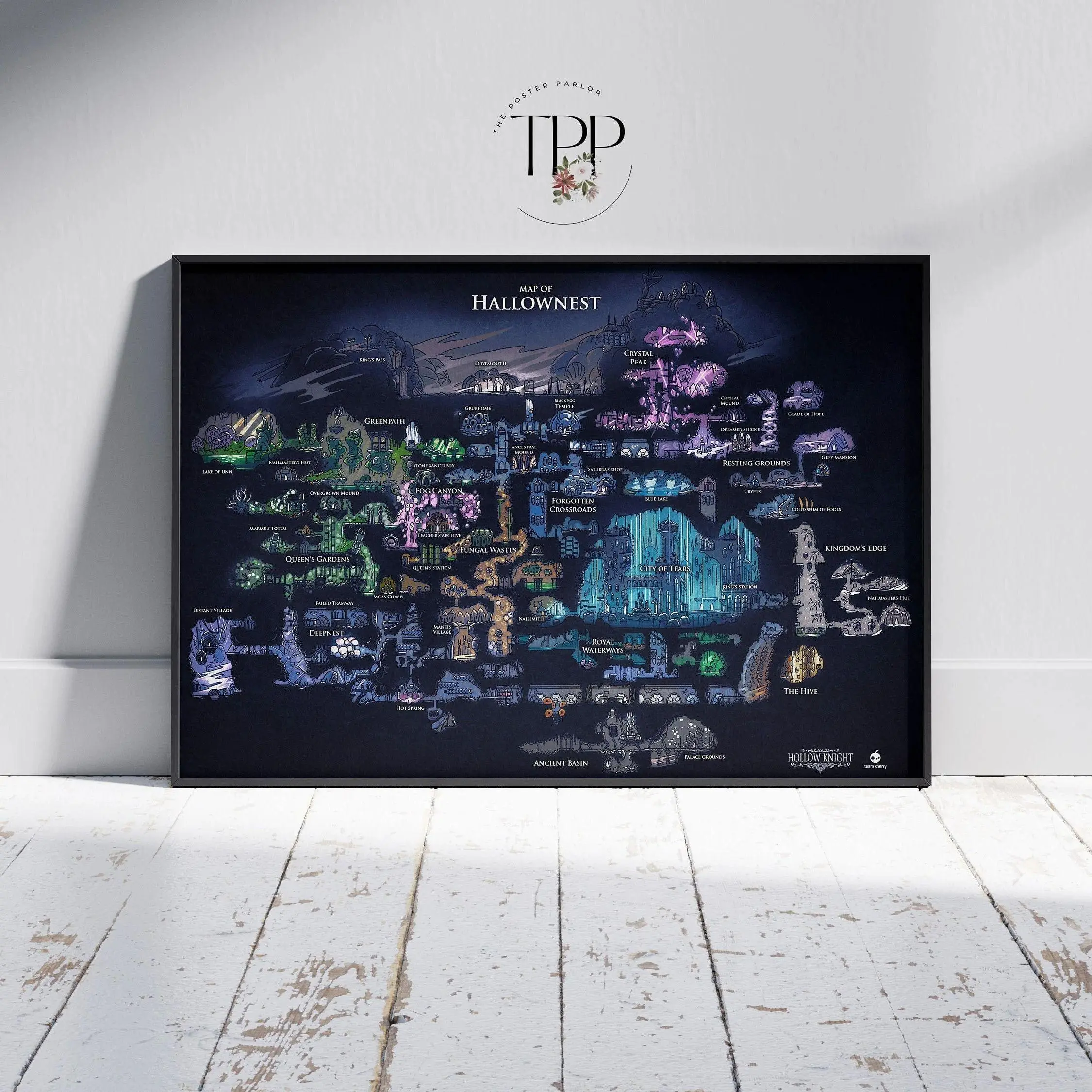 [SALE UP TO 30%] Fantasy Game Map Poster, Indie Game Inspired Wall Art, Hollow World Map Illustration, Printable Game Decor