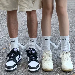 （US seller）Fashion Funny Creative Magnetic Attraction Hands Black White Cartoon Eyes Couples Socks  Club Celebrity Couple Socks Ins