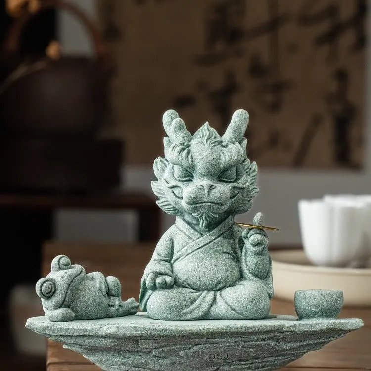 Fortune-Attracting Dragon Motif Figurine, Traditional Fengshui Wealth Symbol Collectible, Cultivable Teaware Tea Table Decor, Home Supplies Ornament