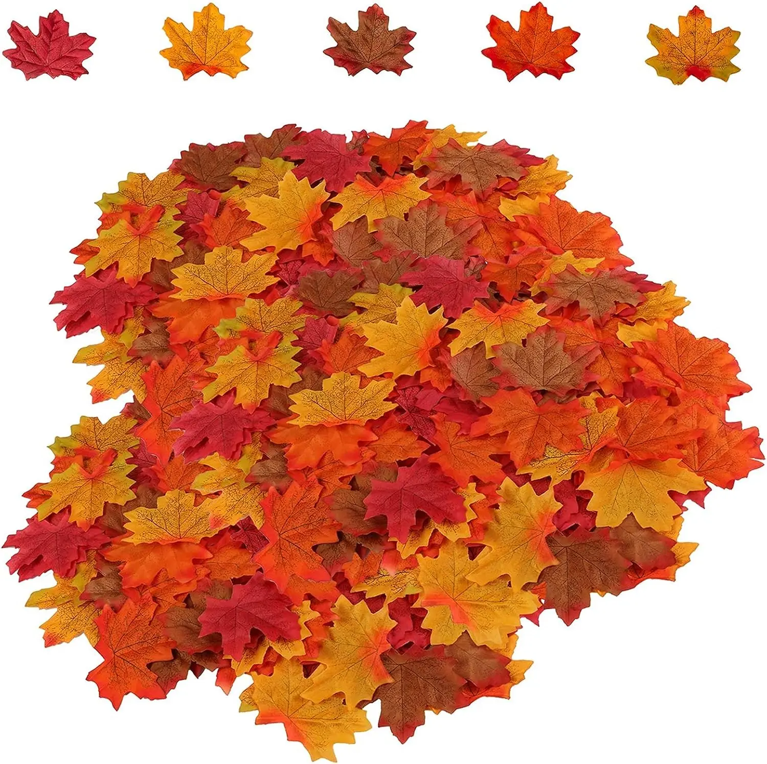 UNEEDE 500PCS Artificial Maple Leaves 5 Assorted Mixed Fake Fall Maple Leaf Lifelike Looking Silk Autumn Leaf Garland for Halloween Fall Decor Party Festival Thanksgiving Table Decorations…