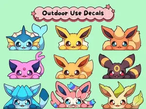 Eeveelutions Vinyl Peeker Sticker, Sylveon, Vaporeon, Jolteon, Flareon, Espeon, Umbreon Sticker, Tumble or Mug, Car