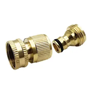 3/4 Inch Brass Garden Hose Quick Connect Fittings, Male & Female Watering System Connector Accessories for Garden Tools