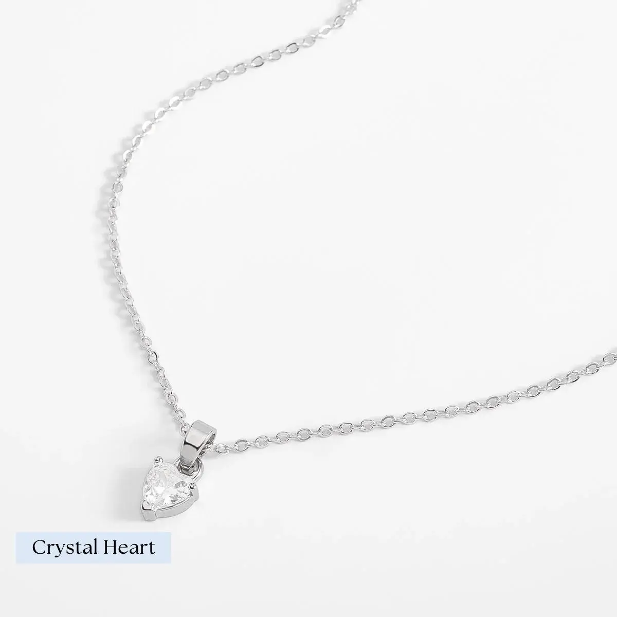 Women's Nice & Bella Crystal Heart Necklace - 42cm Gold-Platinum Plated Adjustable Length Delicate Pendant Necklace, Model 226036L/226095L, Comfortable for All-Day Daily Wear, Crystal Necklace