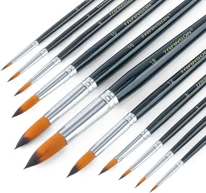 Transon Round Paint Brush Basic Set for Watercolor, Acrylic, Gouache, Ink, and Tempera Painting Artist Tools acrylic paint markers