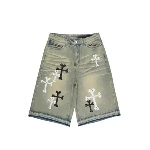 Olivier Tint Blue Patch Rhinestone Denim Short