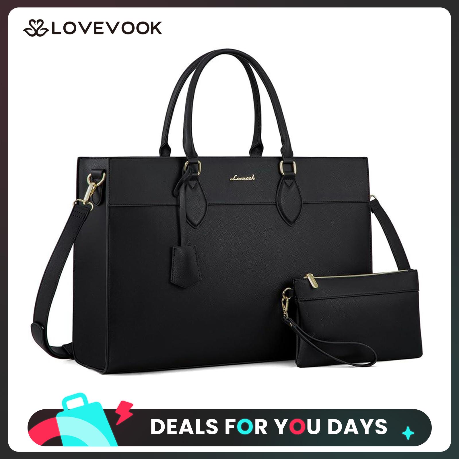 LOVEVOOK Laptop Tote Bag,Texture and Waterproof Vegan Leather, Minimalist Crossbody Shoulder Bags Perfect for Daily Use by Doctors,Teachers,Work Bags Women for Travel,Commuting,Everyday Bag,TikTokShopSpringStatements