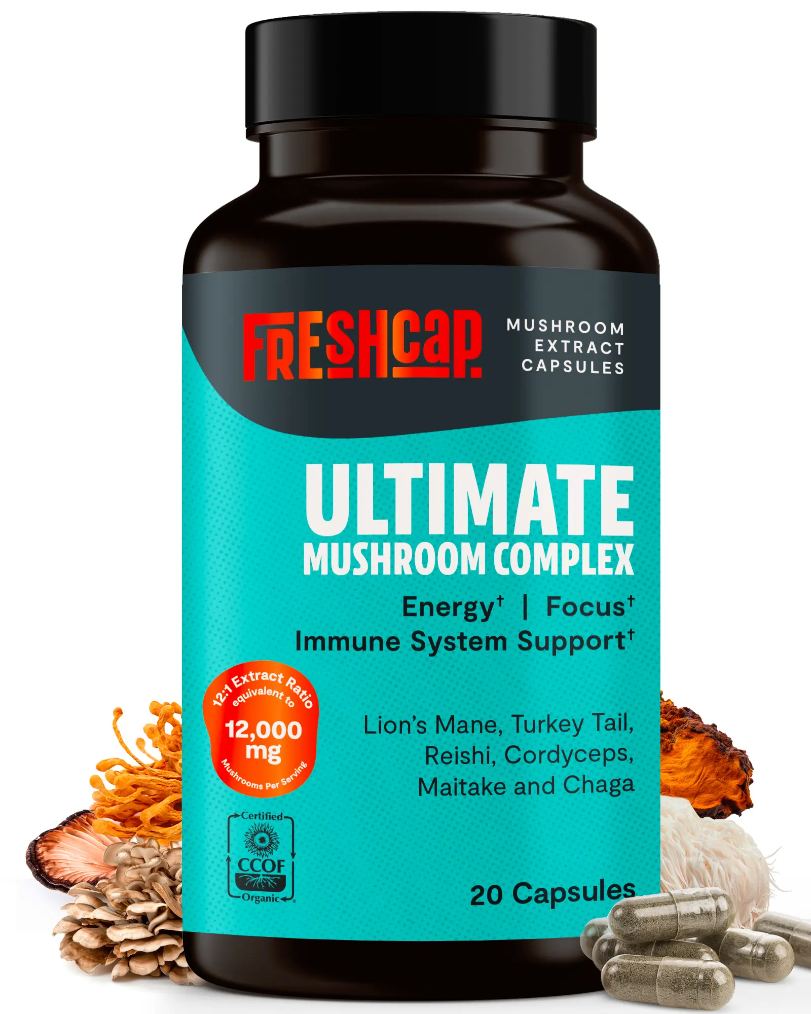 Ultimate Mushroom Complex 20 Count Daily Nutrition Supplement Digestive Wellness Supplement