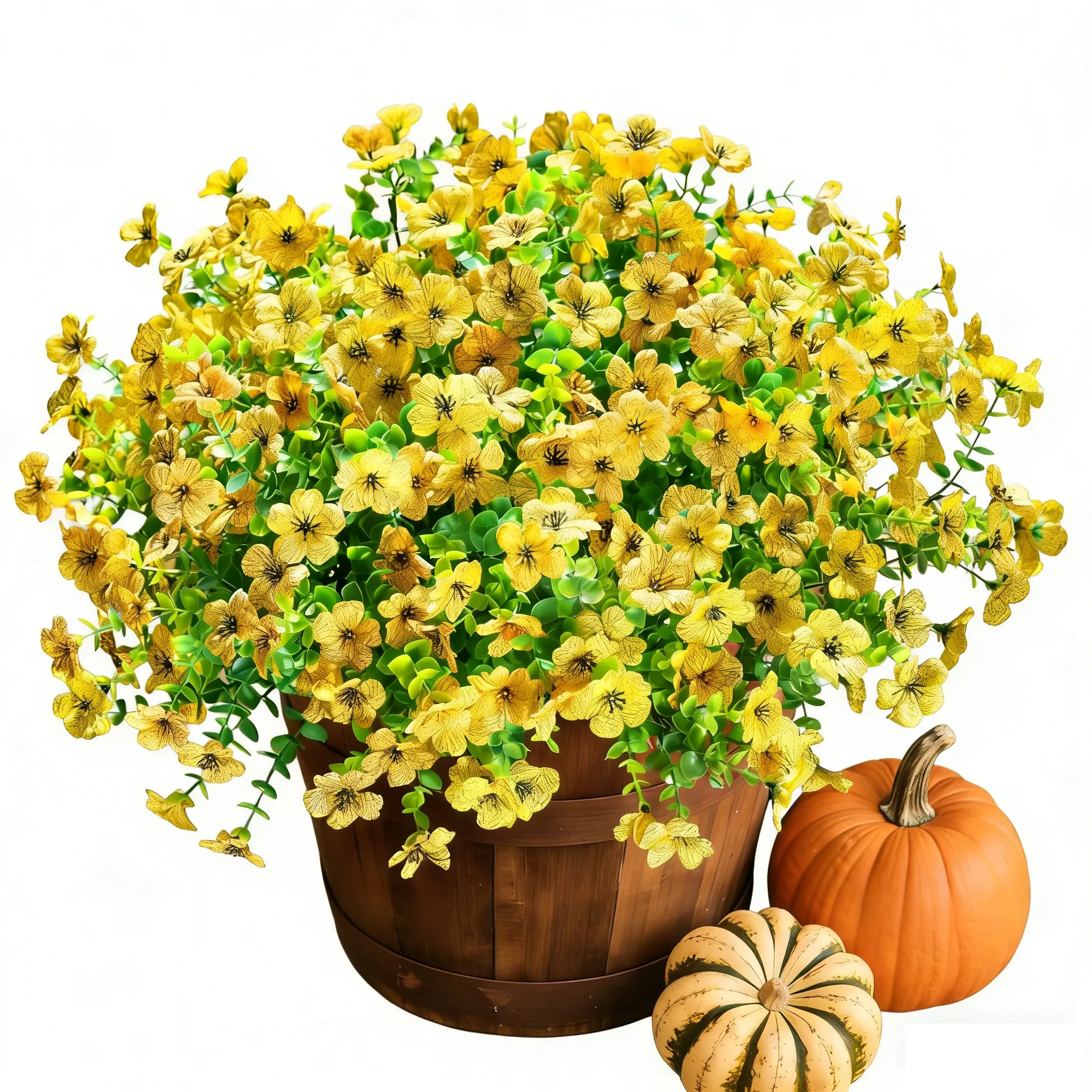 10 Bundles Colorful Artificial Fall Mums Flowers, UV-Resistant Fake Silk Yellow Daisies, Decorative Artificial Plants for Porch Patio Planter, Porch-Ready Blooms Autumn Floral Decor