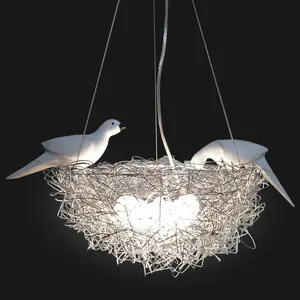 CNCEST Bird Nest Chandelier LED Ceiling Light Creative Decor Kid's Room Pendant Lamp Lighting Fixtures Chandelier for Bedroom 5 Bulbs 15.7'