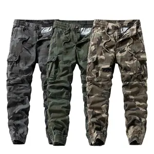Camouflage workwear pants, suitable for all seasons, anti fouling, wear-resistant, elastic waistband, drawstring, multi pocket tactical pants, suitable for outdoor hiking and mountaineering