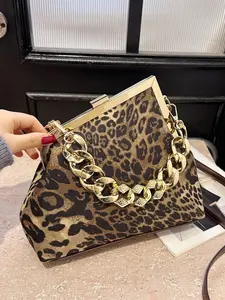 Fashion contrasting leopard print pattern women's crossbody bag, simple and personalized trendy women's bag, lightweight and portable, versatile style, suitable for daily occasions such as commuting, shopping, dating, parties, etc