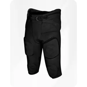 Exxact Sports Gladiator Mens Integrated Football Pants with Built-in Pads, Lightweight Ultra Flex Football Practice Pants - (Black)