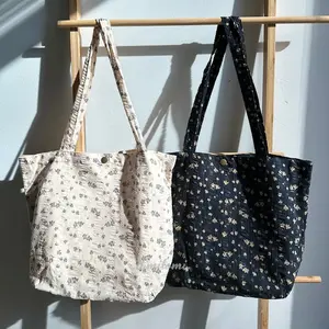 Floral Delight Tote Bag | Elegant Black & Beige Design with Purple Blooms | Perfect for Work School Everyday Chic | Gift for Her Summer