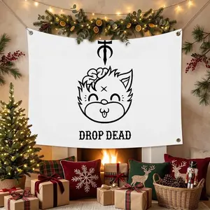 D-Drop Dead Clothing BRAND Flags Multi Size Atmosphere Flag, Cheerleading Hand Pulled Banner, Portable Outdoor Event Flag & Wall Decor for Sports, Parties, Home and Room Decoration