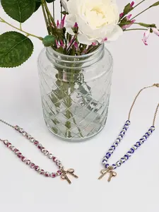 Garden Party Beaded Bow Pendant Necklace