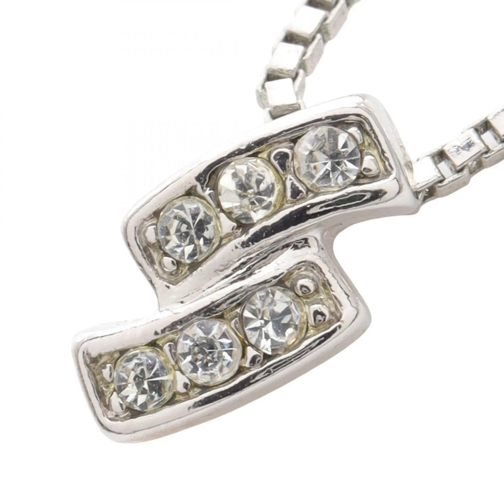 Pre-owned GIVENCHY Stainless Small Leather Goods Steel Rhinestone Necklace