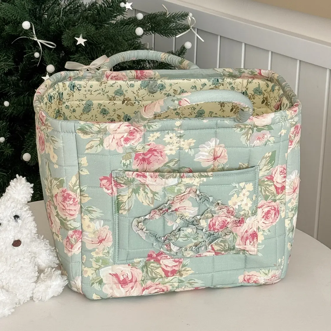 Large flower[Storage Basket] (Green Base ）