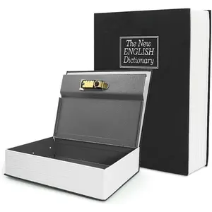 Book Shaped Jewelry Box with Combination Lock, Hidden Metal Storage Container for Rings Necklaces Earrings, Discreet Passport Cash Organizer, Large/Small Fake Book Keeper for Shelf