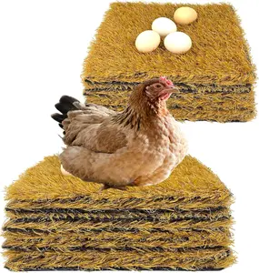 8 Pack Chicken Nesting Pads for Chicken Coop, 12"x12" Reusable Plastic Artificial Grass Nesting Box Pads Washable Laying Eggs Turf Egg-Protecting Mats for Coops, Pets & Crafts - Yellow